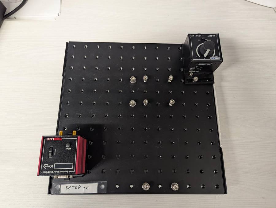 Bare breadboard with LED driver and LED mount