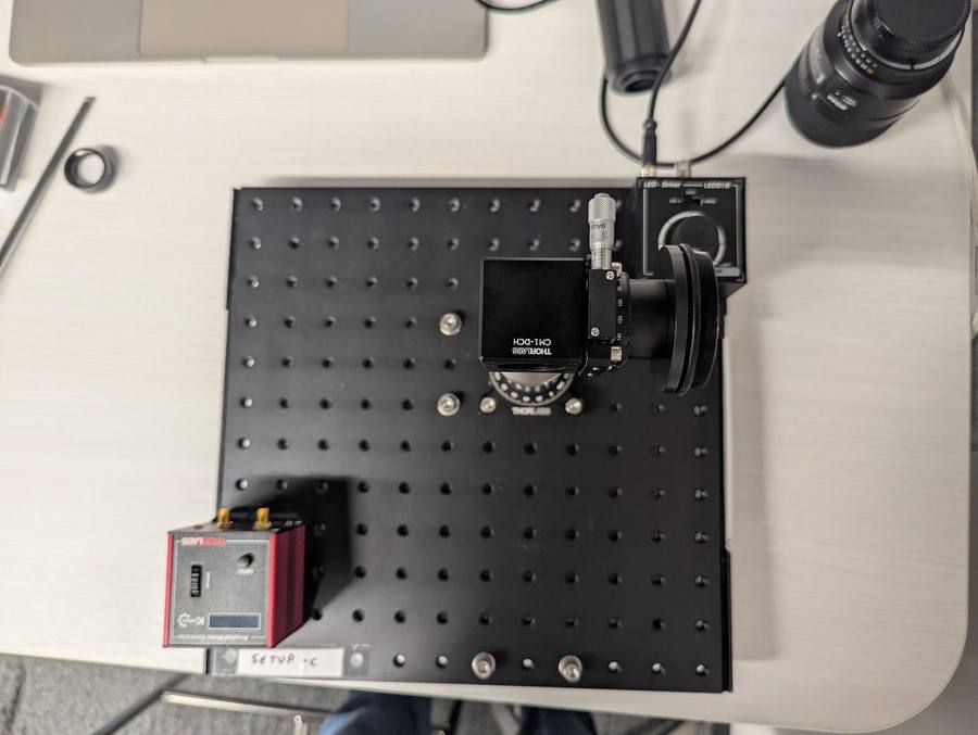 Beamsplitter post placed on breadboard