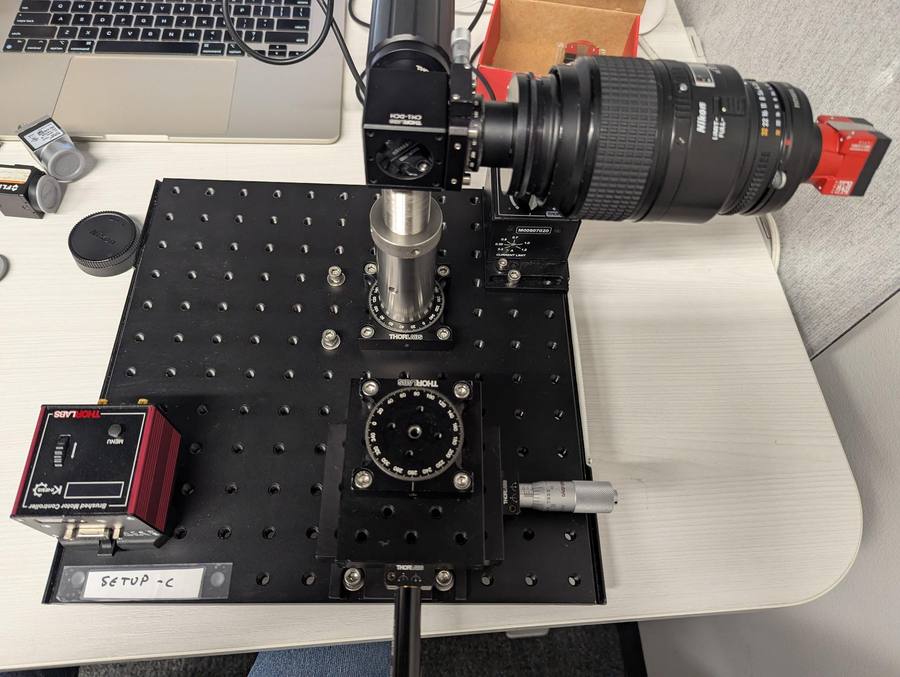 Stage secured on the breadboard