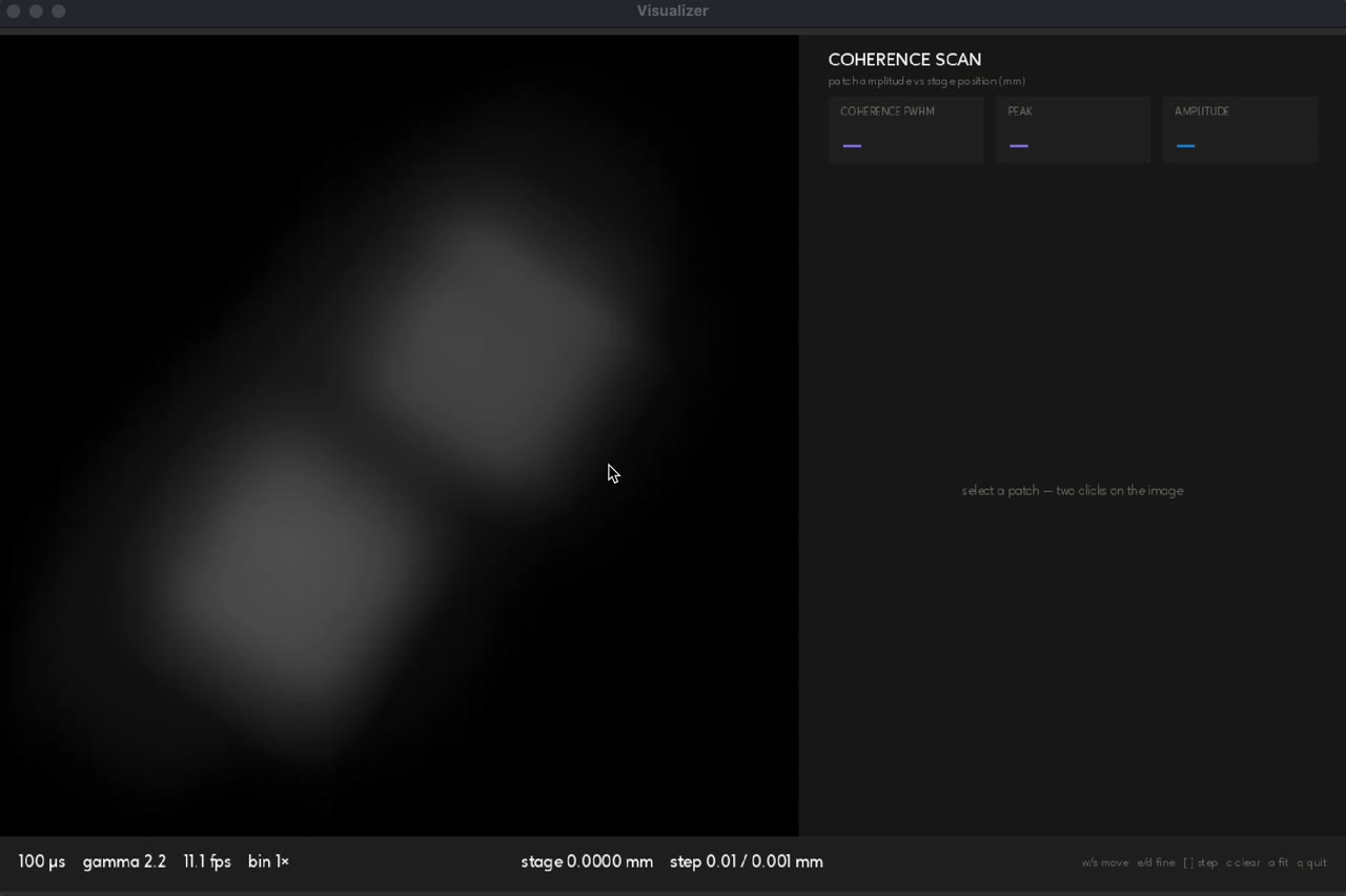 Visualizer showing the two blurred blobs of LED light